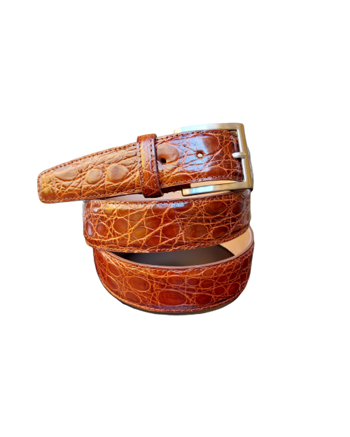 Genuine crocodile belt with small scales