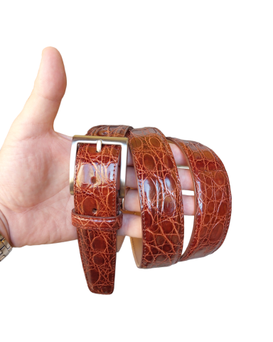 Genuine crocodile belt with small scales