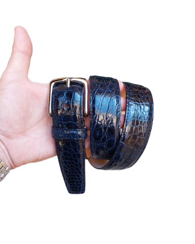 Genuine crocodile belt with small scales