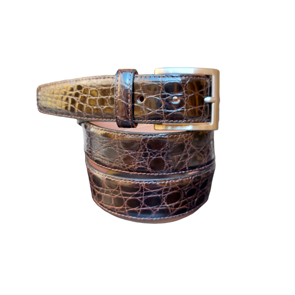 Genuine crocodile belt with small scales