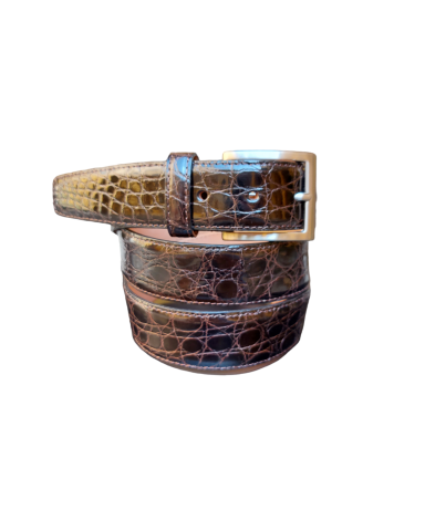 Genuine crocodile belt with small scales