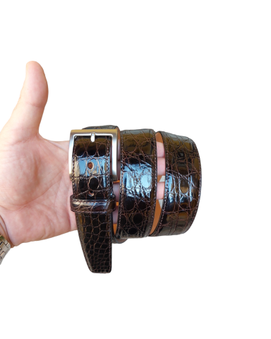 Genuine crocodile belt with small scales