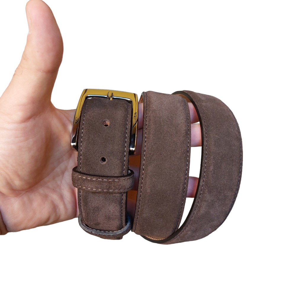Dark brown suede belt