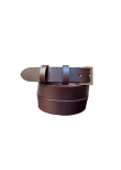 Dark brown leather sports belt, 3 cm