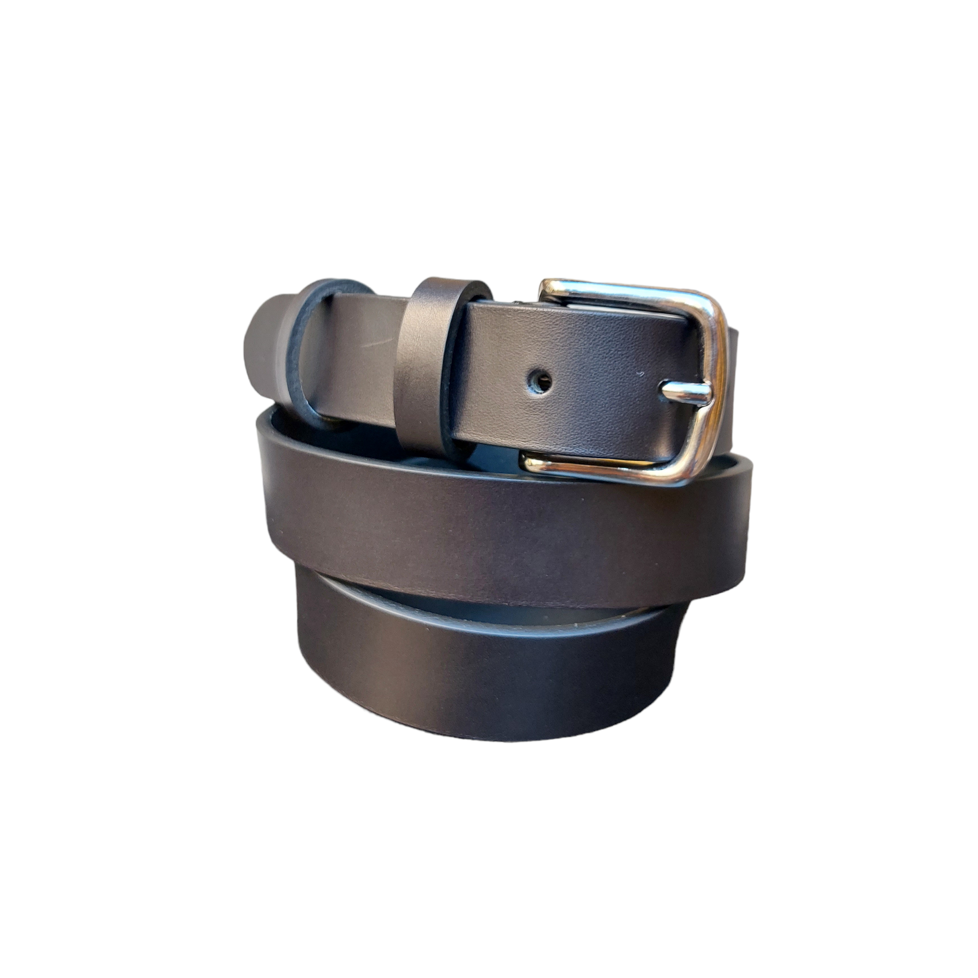 Black leather sports belt 3 cm