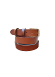 Burnt-colored leather sports belt, 3 cm