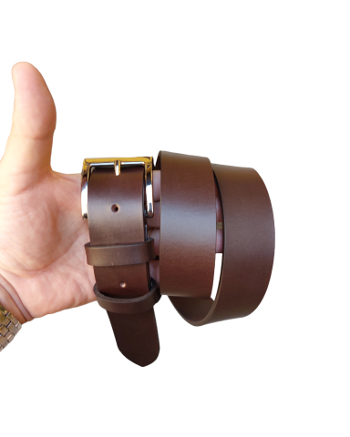 3.5cm dark brown leather sports belt