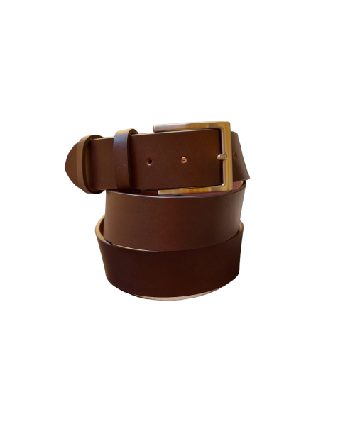 4cm dark brown leather sports belt