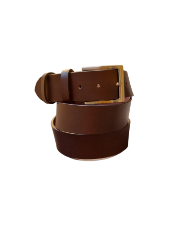 4cm dark brown leather sports belt