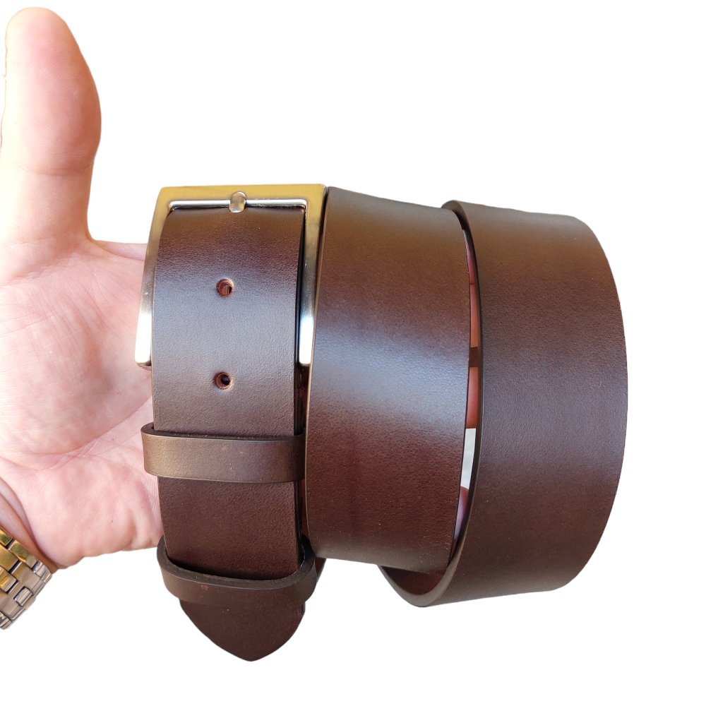 4cm dark brown leather sports belt