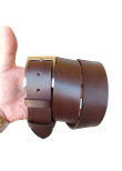 4cm dark brown leather sports belt