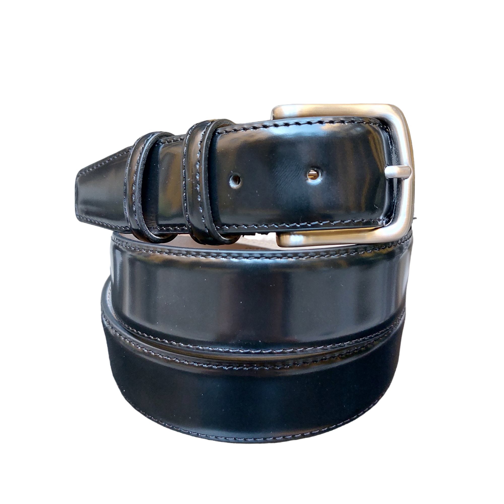 Elegant belt in black shiny calfskin