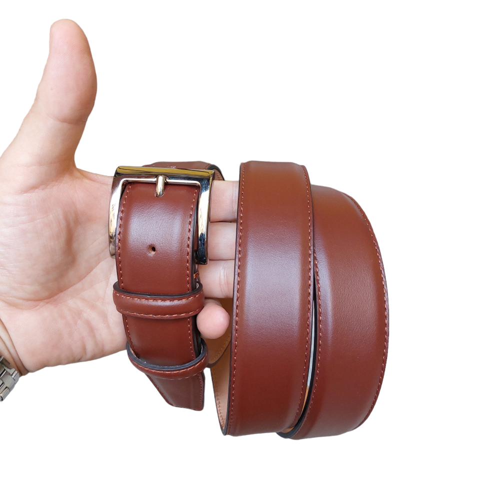Elegant belt in brown nappa calfskin