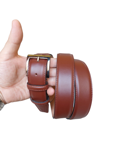 Elegant belt in brown nappa calfskin