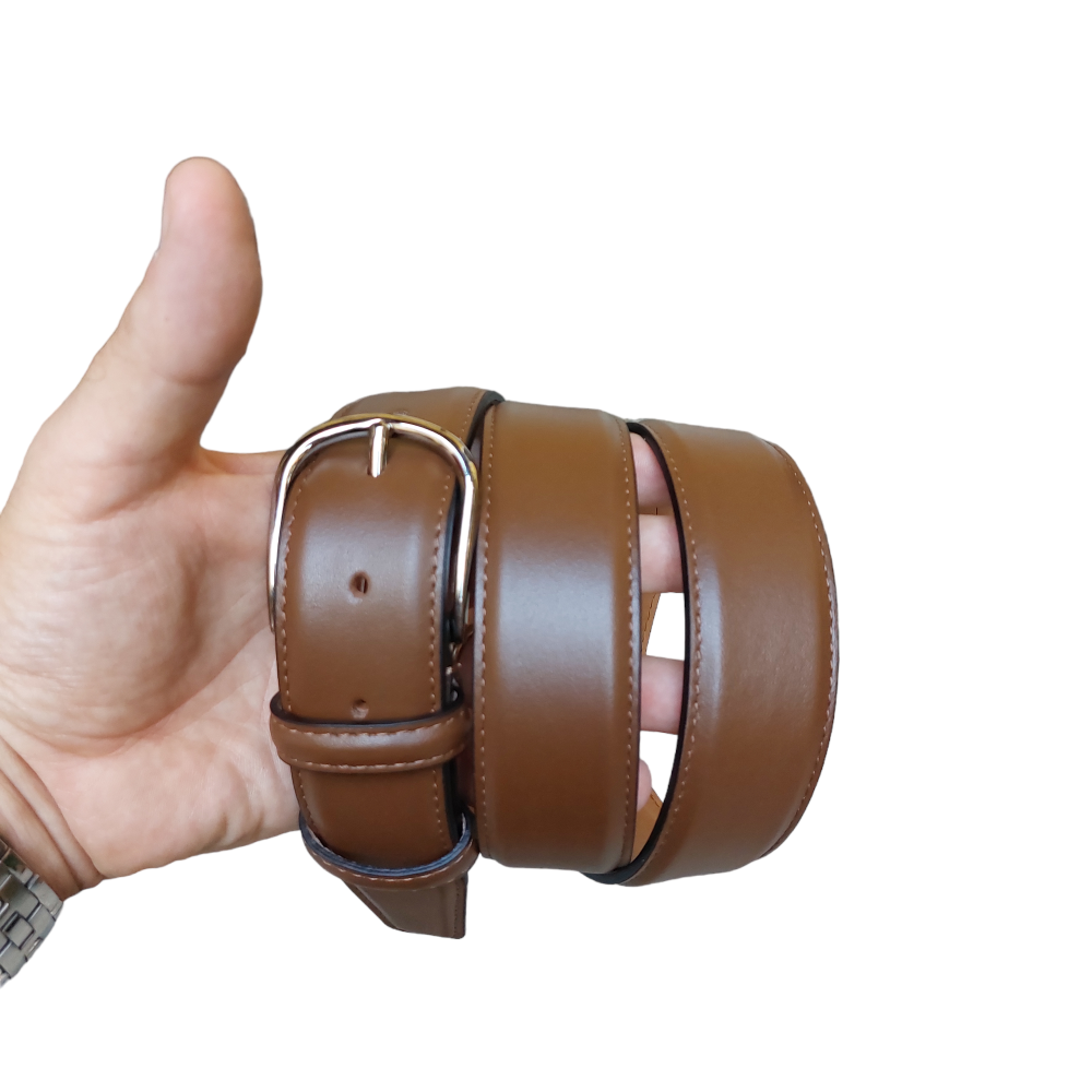 Elegant belt in hazelnut nappa calfskin