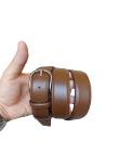 Elegant belt in hazelnut nappa calfskin