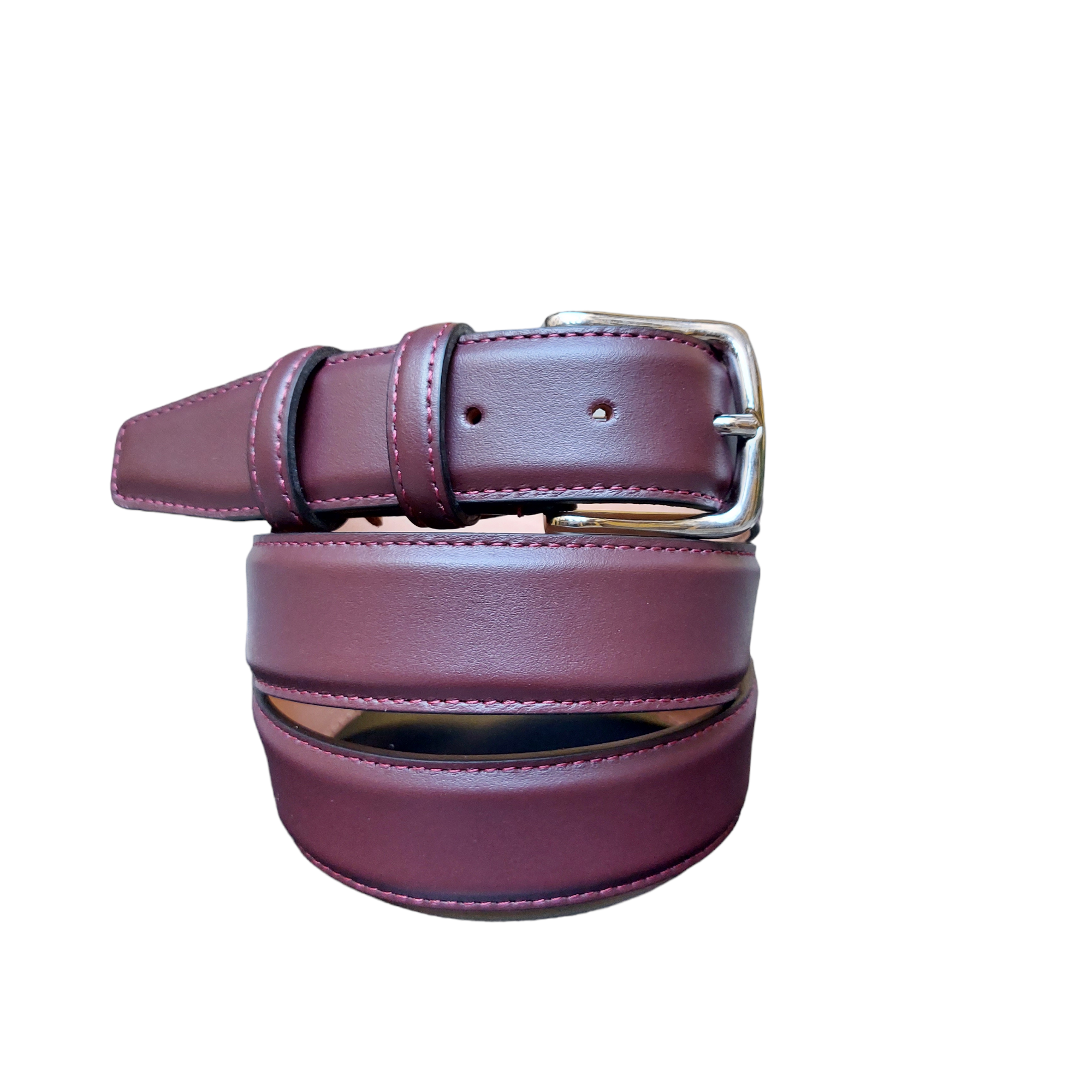 Elegant belt in burgundy nappa calfskin