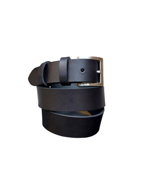 Black leather sports belt 3.5 cm