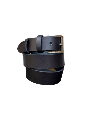Black leather sports belt 3.5 cm