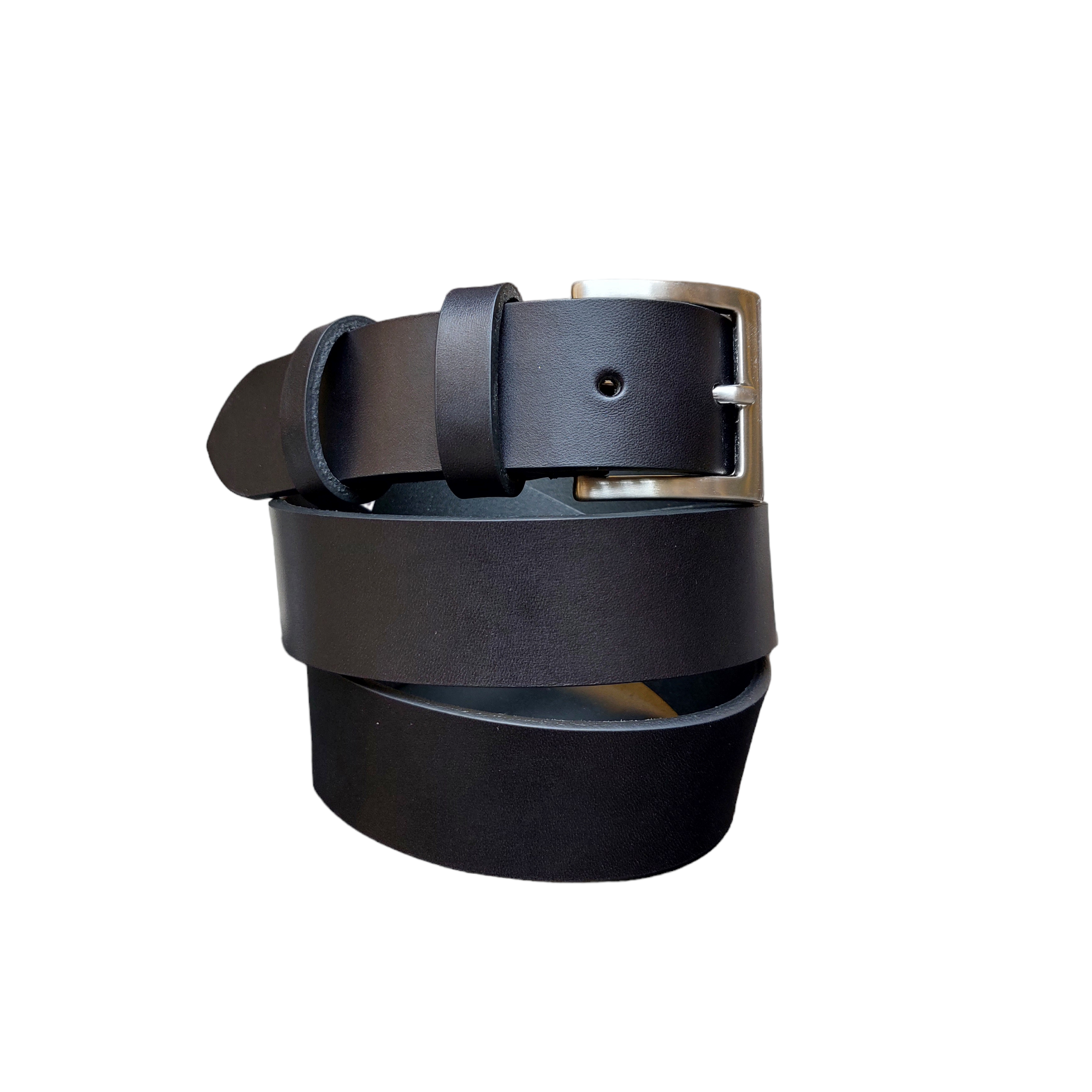 Black leather sports belt 3.5 cm