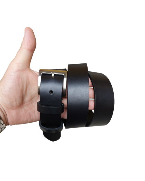Black leather sports belt 3.5 cm 2