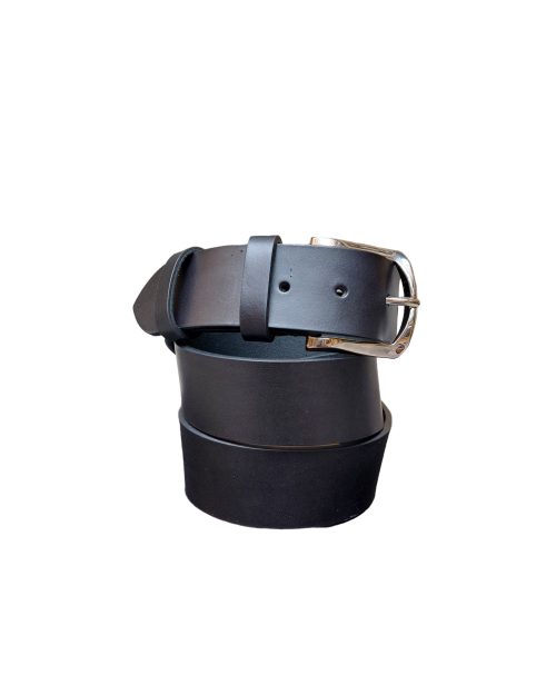 Cintura sportiva in cuoio nero cm 4