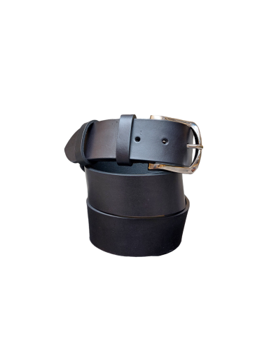 Black leather sports belt 4 cm
