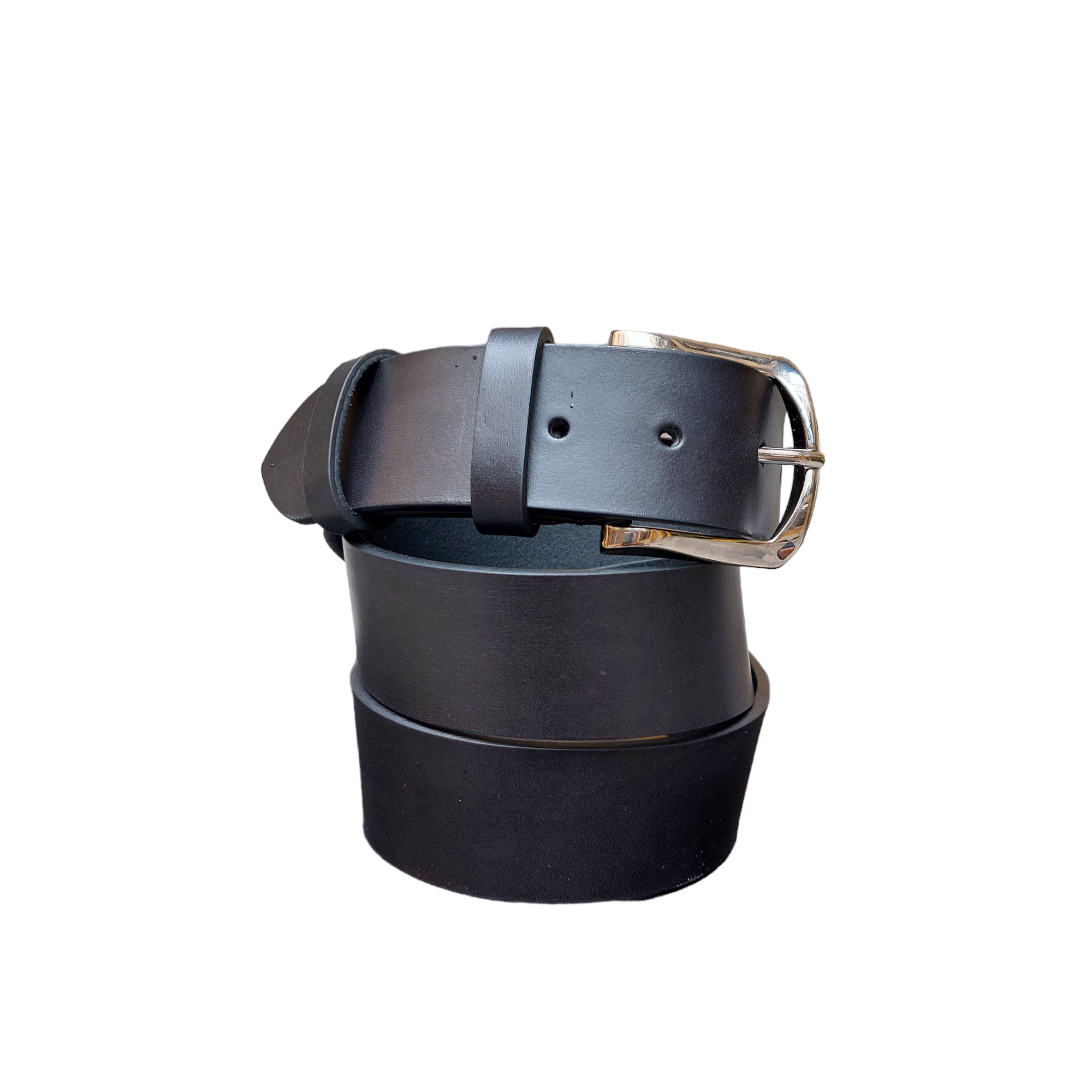 Black leather sports belt 4 cm
