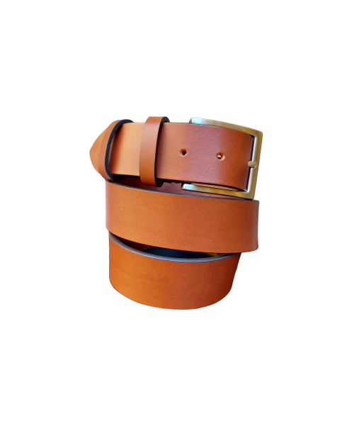 Burnt-colored leather sports belt, 4 cm
