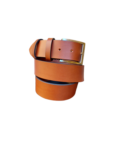Burnt-colored leather sports belt, 4 cm