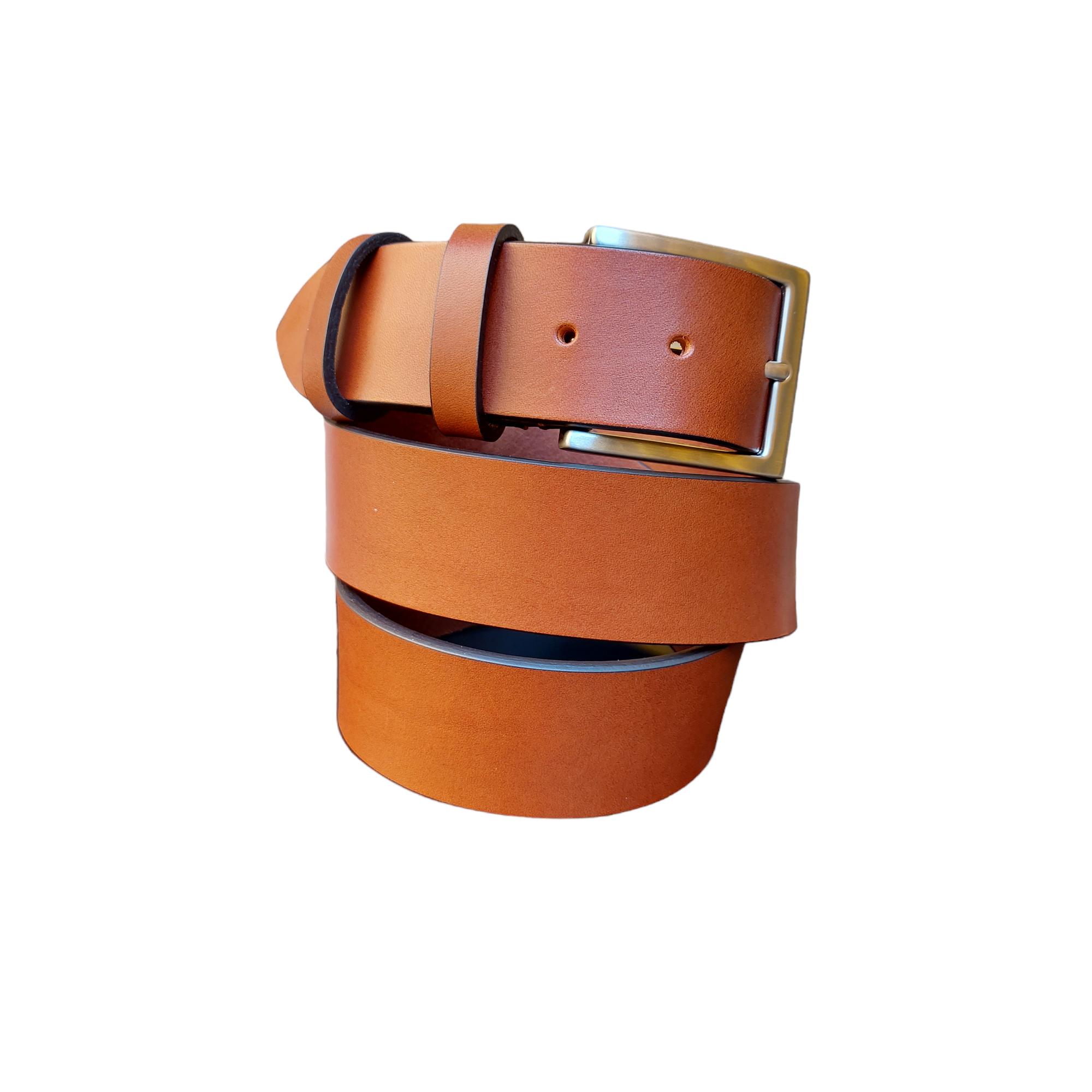 Burnt-colored leather sports belt, 4 cm