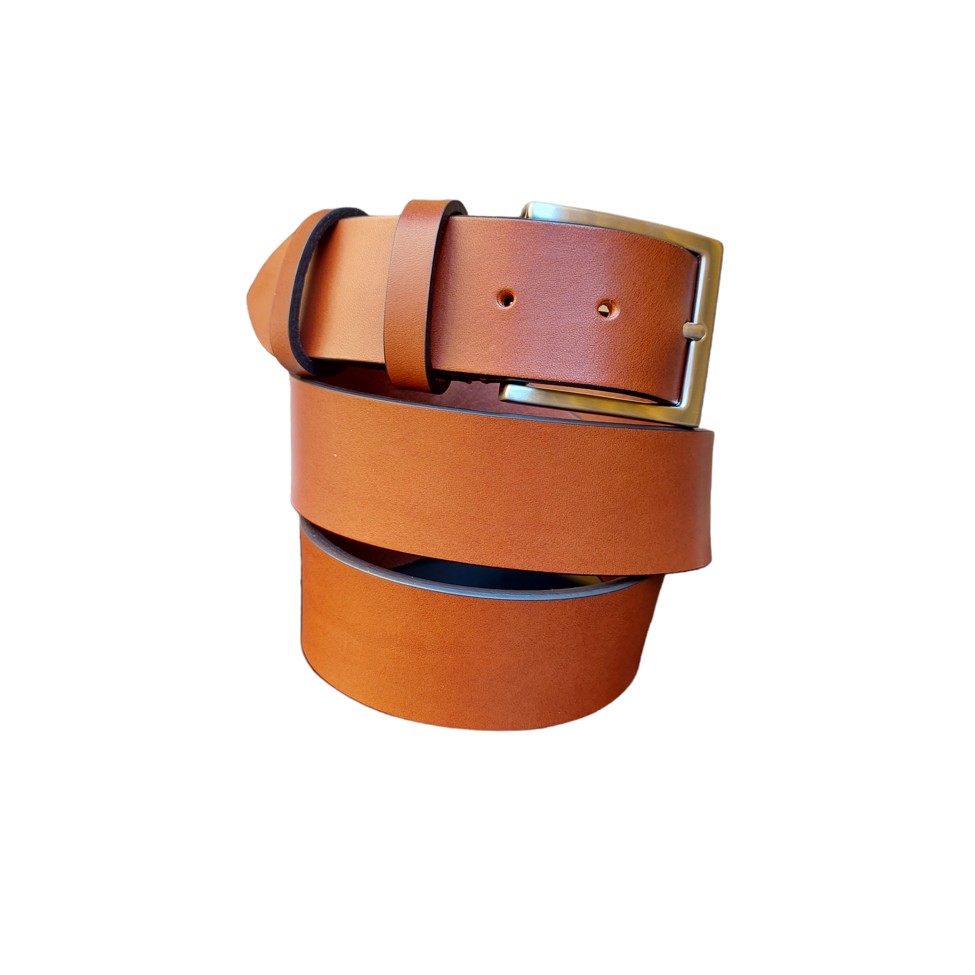 Cintura sportiva in cuoio color bruciato cm 4
