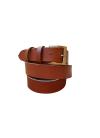 Burnt-colored leather sports belt, 3.5 cm