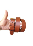 Cintura sportiva in cuoio color bruciato cm 3,5