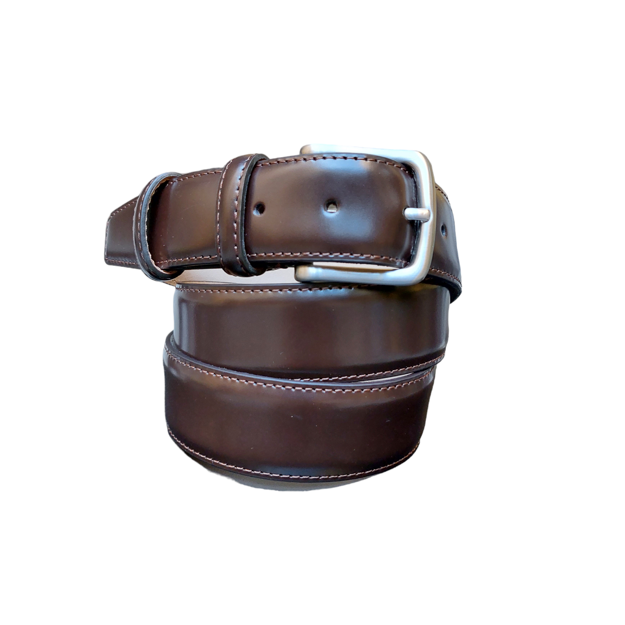 Elegant belt in shiny dark brown calfskin