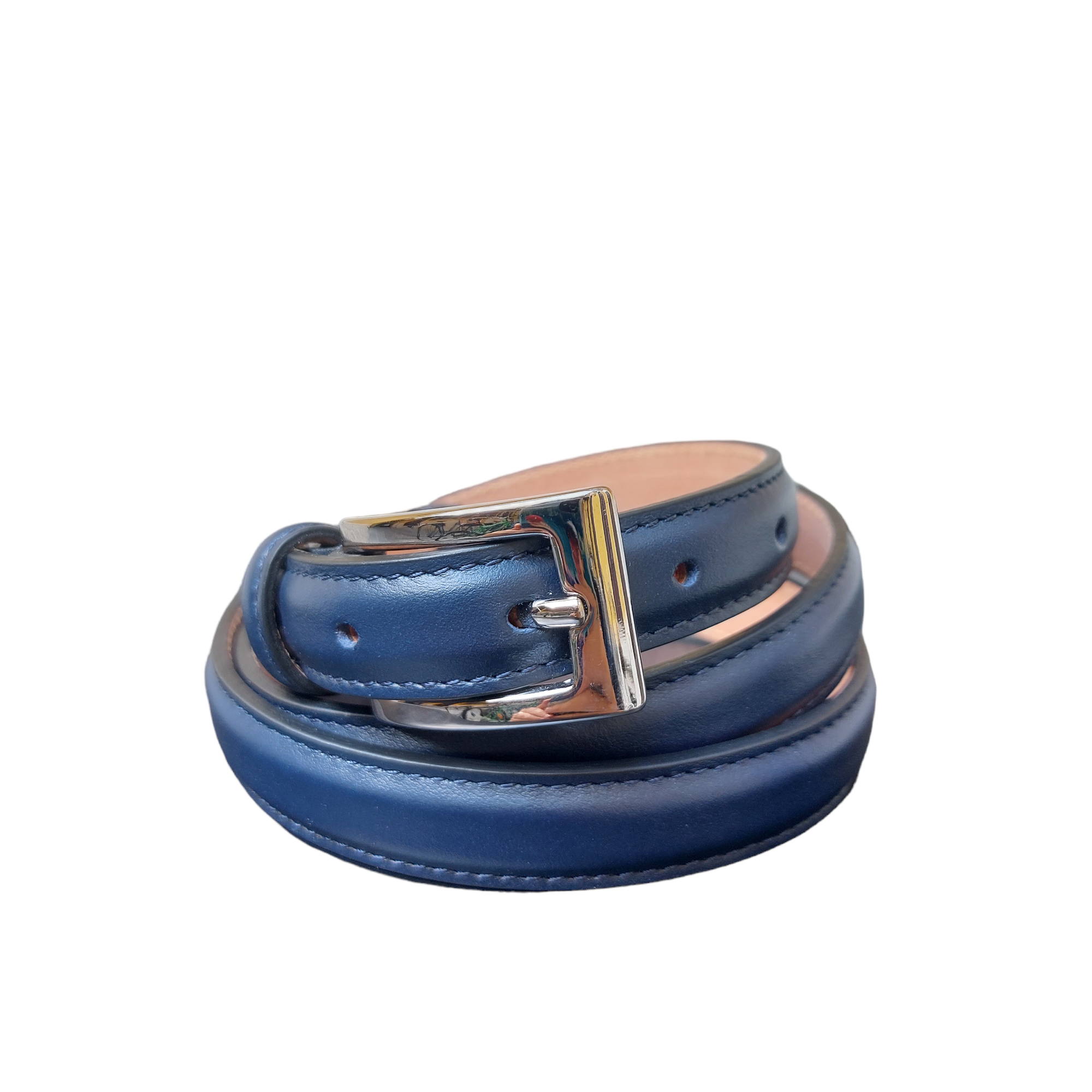 Women's belt in blue nappa calfskin