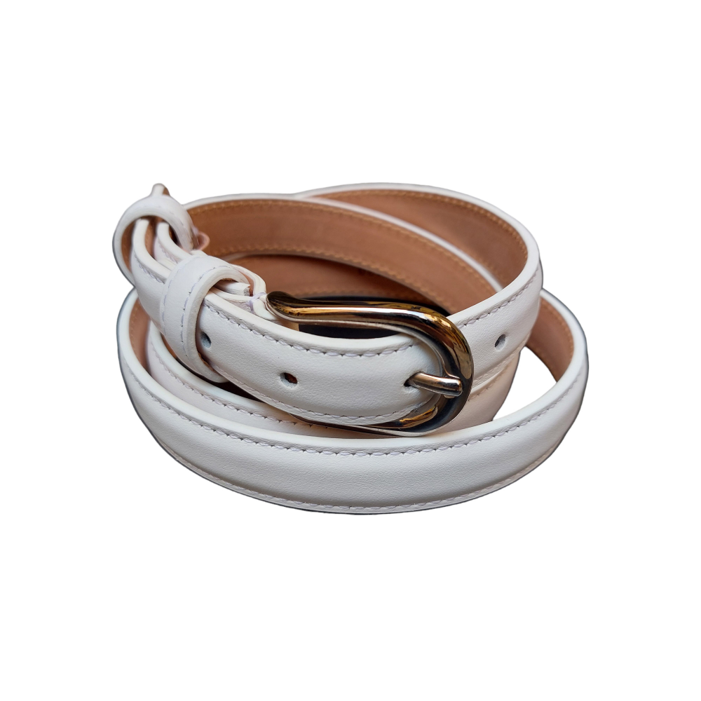 Women's belt in white nappa calfskin