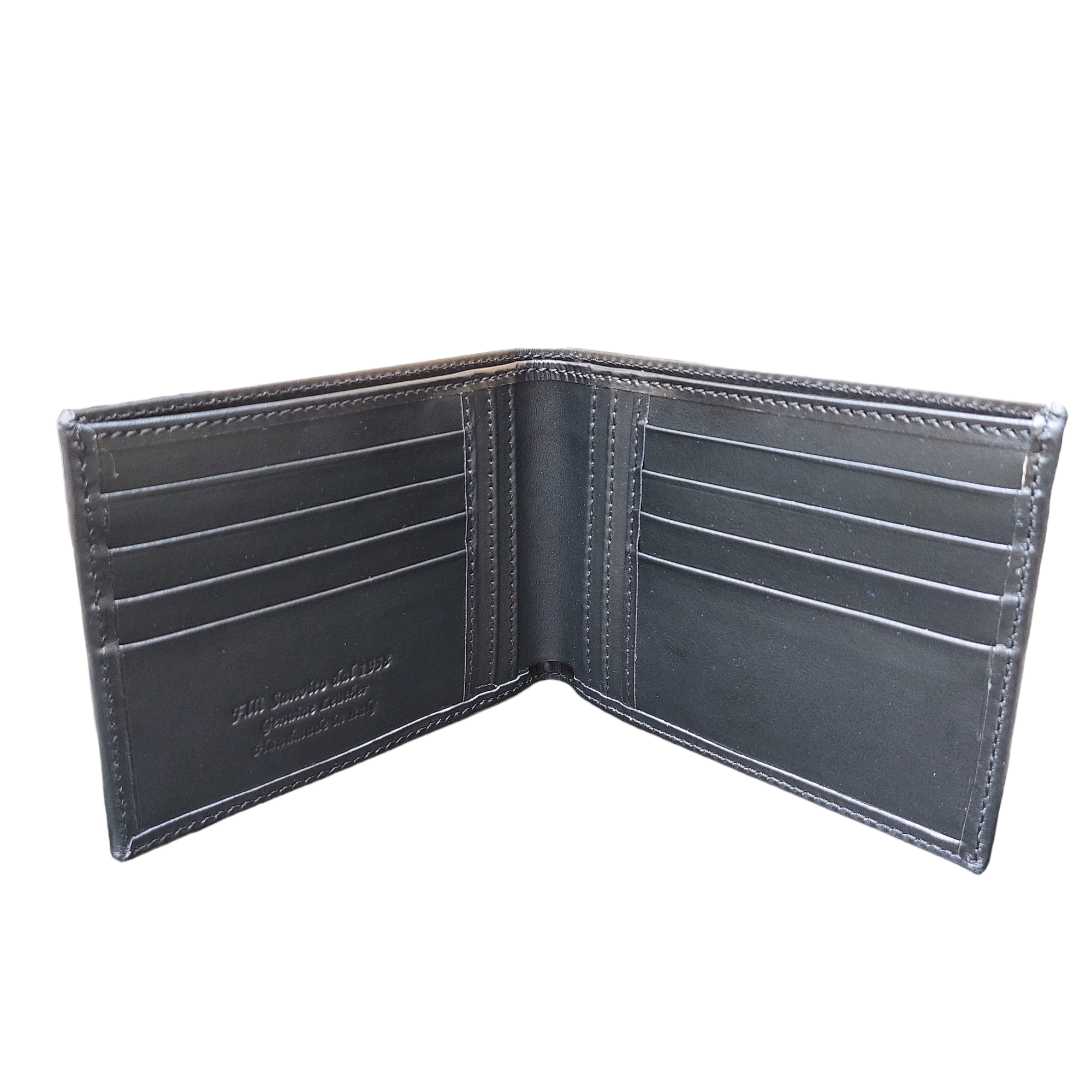 Black men's wallet with cards and banknotes