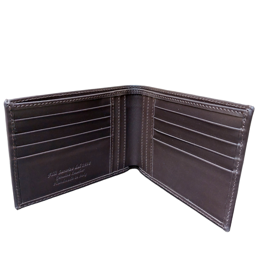 Men's wallet with cards and banknotes, dark brown