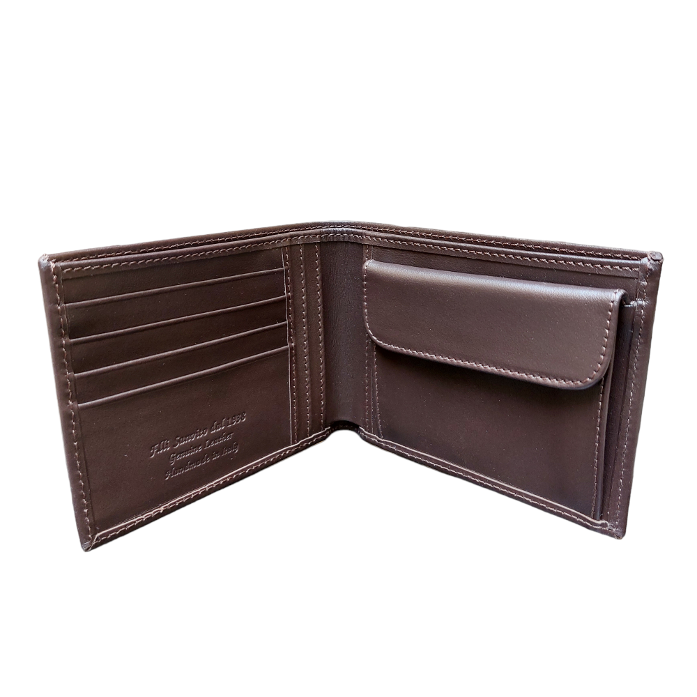 Men's wallet with dark brown coin purse