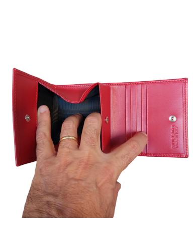Men's wallet with red coin pocket