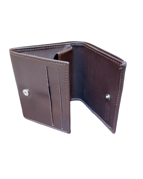 Men's wallet with coin pocket in dark brown