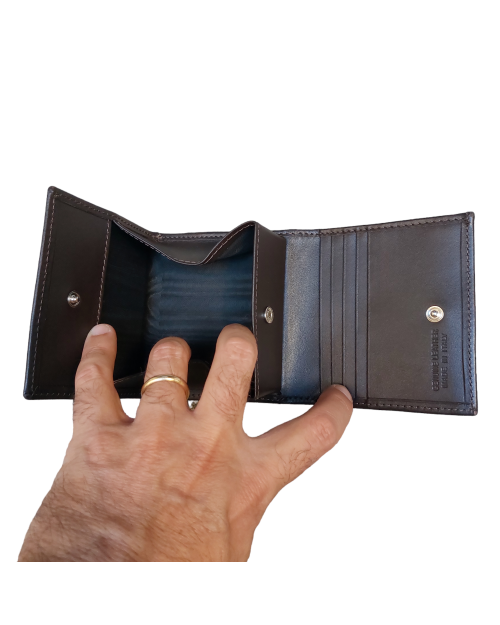 Men's wallet with coin pocket in dark brown 2