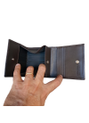 Men's wallet with coin pocket in dark brown