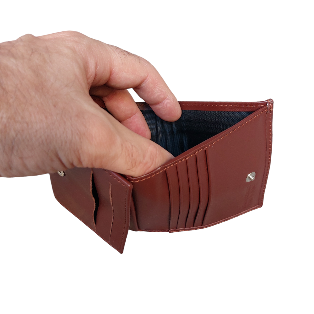 Men's wallet with leather coin pocket