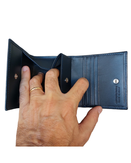 Men's wallet with blue coin pocket 2