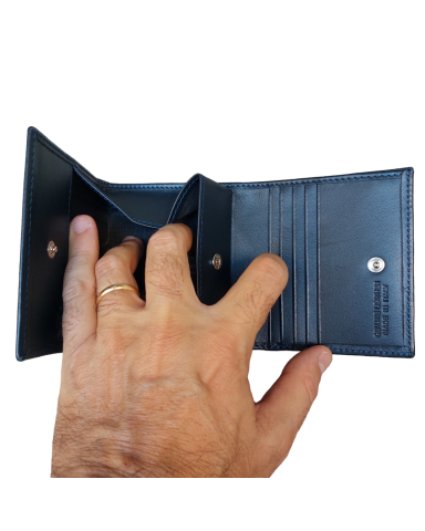Men's wallet with blue coin pocket
