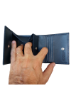 Men's wallet with blue coin pocket
