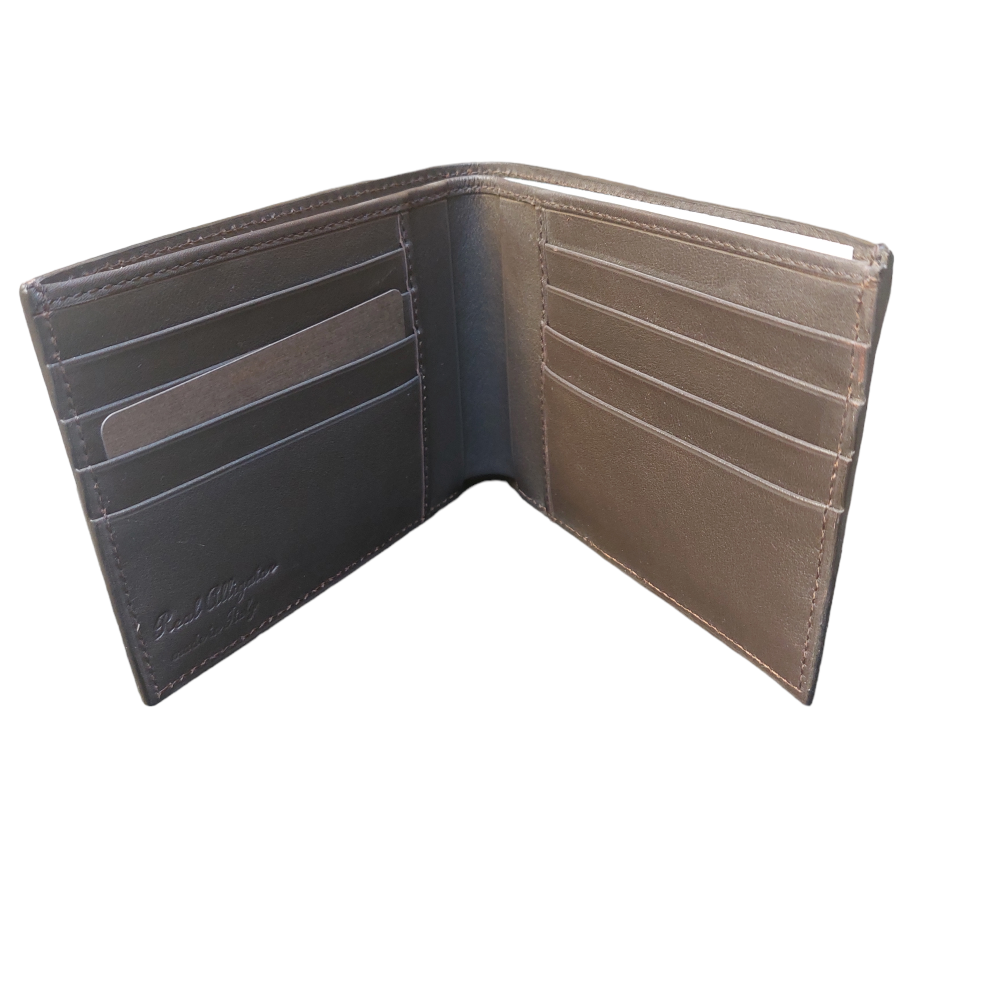 Dark Brown Centered Crocodile Wallet