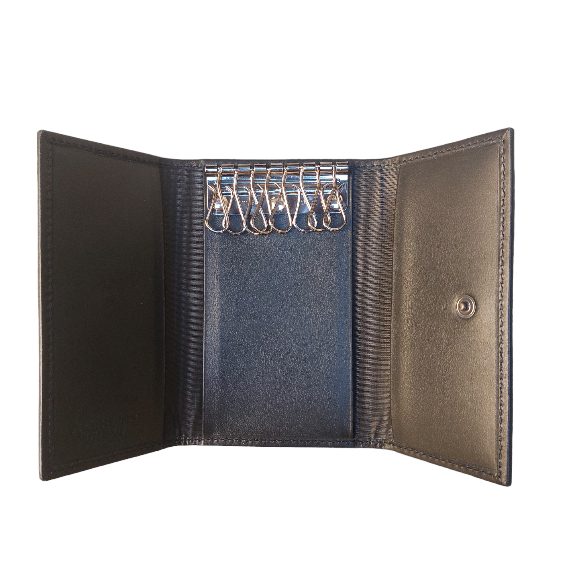 Black 8-Hook Leather Keychain